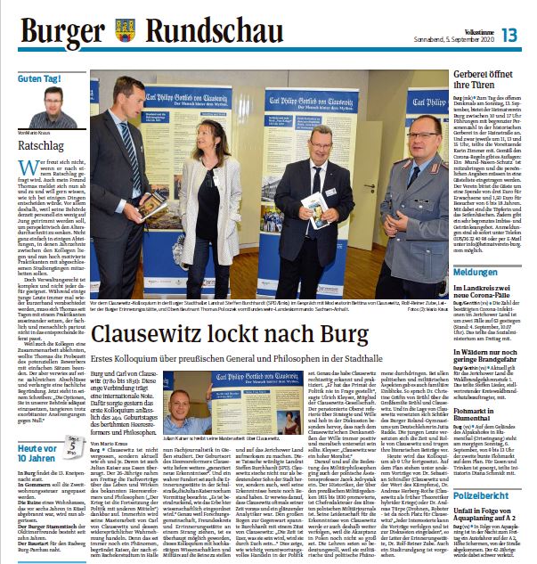 Mario Kraus; Burger Volksstimme vom 05.09.2020